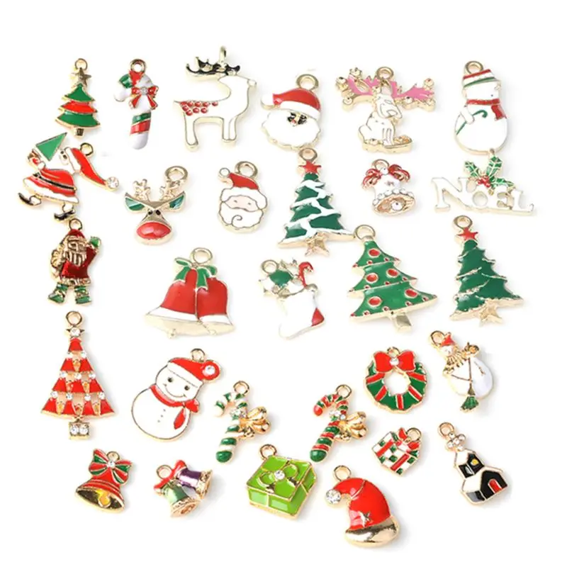 

30pcs Christmas Pendant Charm for Necklace Bracelet Jewelry Making Clothes Sewing Bags Decoration Charm Diy Scrapbooking Supply