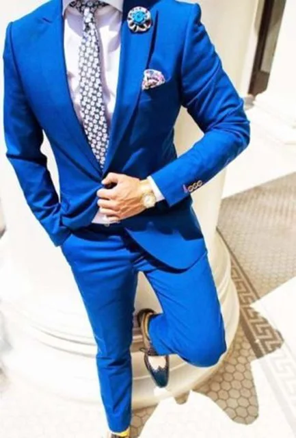

Latest Royal Blue Men's Suits 2 Pieces Custom Made Wedding Custom Groom Tuxedos Groomsman Party Suit For Man Jacket+Pants