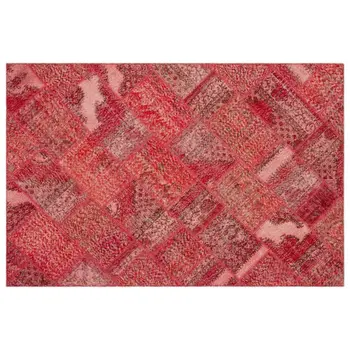 

Handmade Red Vintage Overdyed Patchwork Area Rug 160x230 Cm-5'3''X7'7''