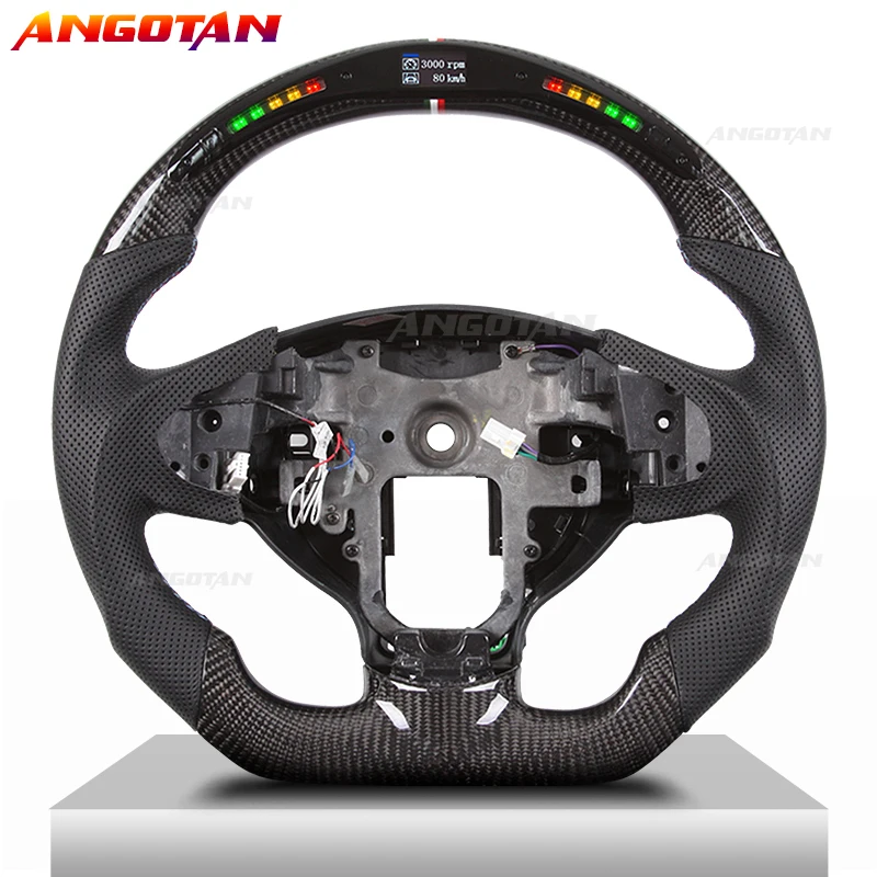 

Perforated leather LED Carbon Fiber Steering Wheel Sprort Car volante esportivo Fit For Mitsubishi Lancer-ex