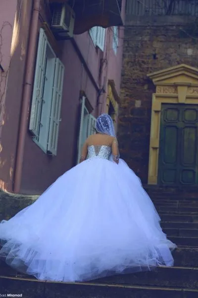 Said Mhamad бальное свадебное платье vestidos de noiva прозрачные рукава Свадебные платья с кристаллами милое Свадебная вечеринка платья