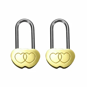 

2pcs Double Heart Anniversary Day Padlock Decorative Portable Engraved Anti Rust Mini No Key Love Lock Couple Supplies Wedding
