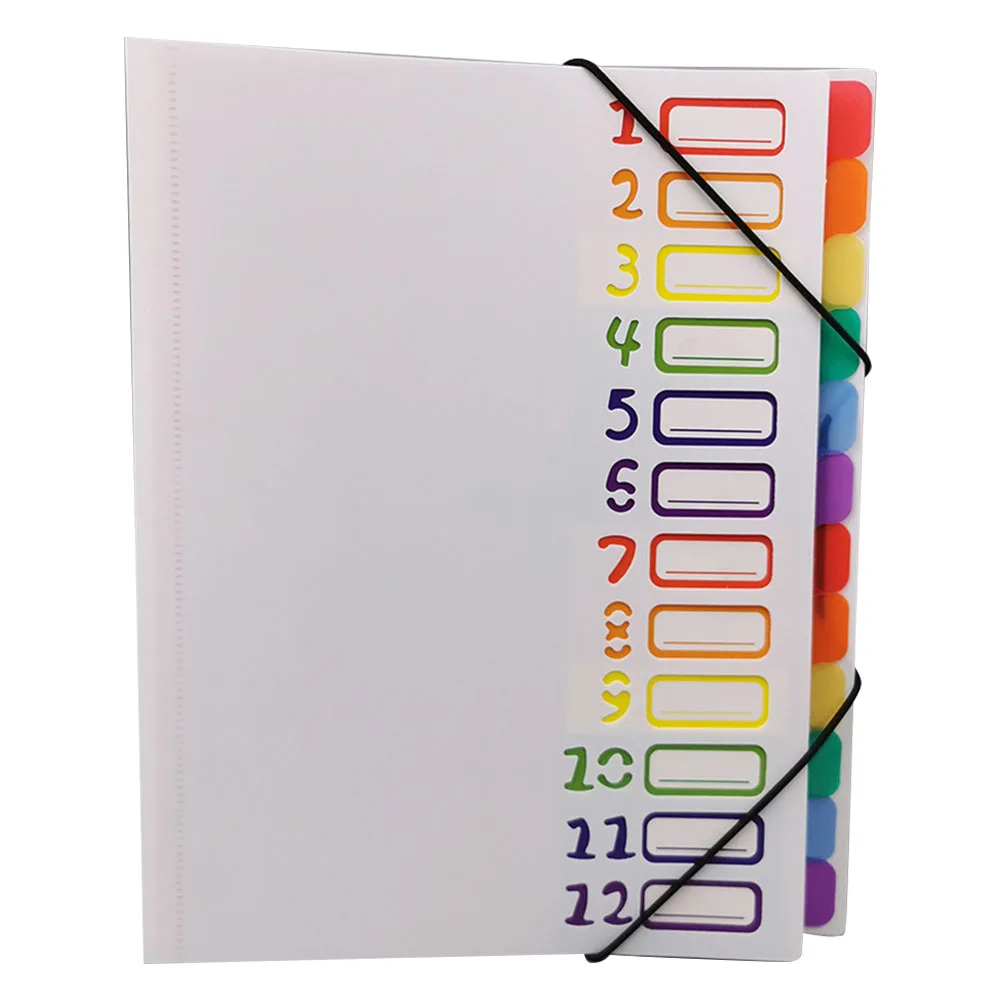 

A4 Holder Rainbow Portable Organizer File Folder Stationery PP Storage 12 Pages Document School With Slash Pockets Office Gifts