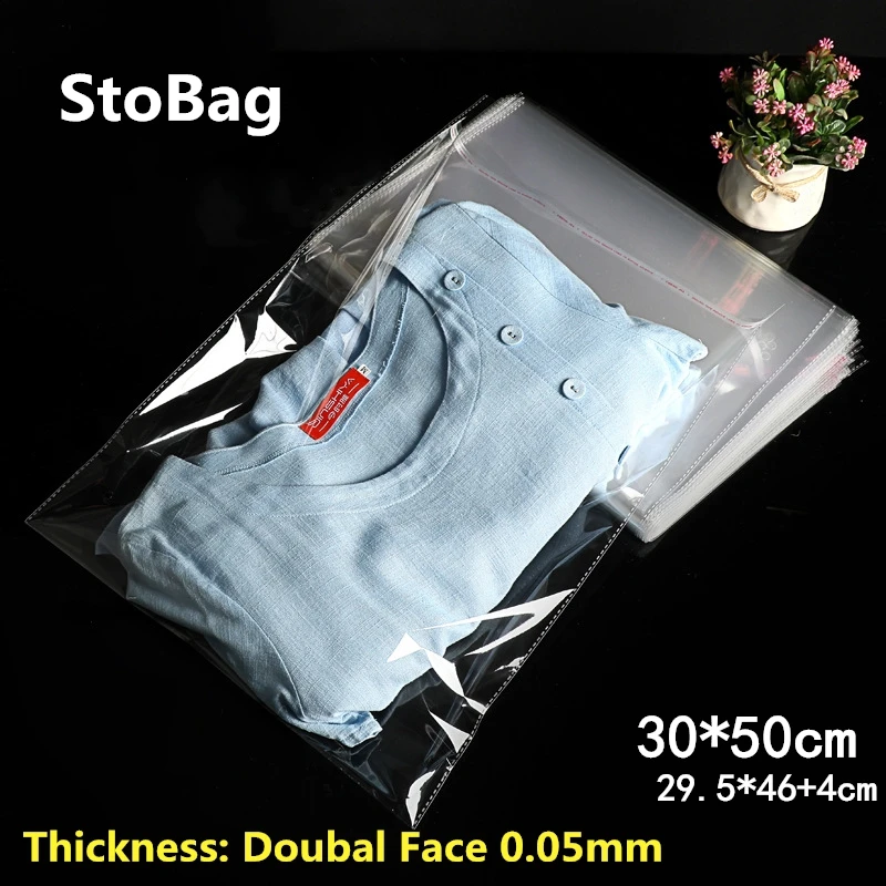 StoBag 100 шт 30*50 см прозрачный самоклеющийся Resealable Opp сумки для одежды прозрачная упаковка пластиковые пакеты Подарочная сумка целлофановая сумка