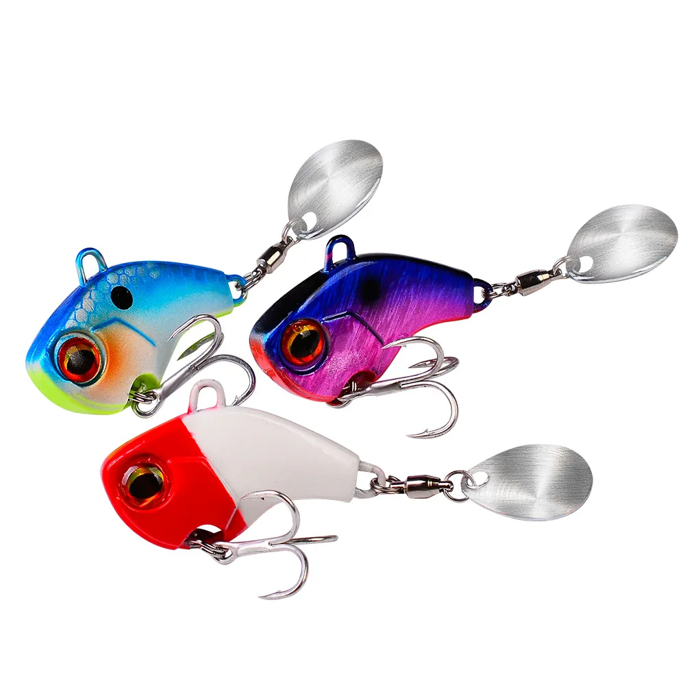 1PCS Lifelike Mini Swimming Hard Bait 6g15g28g Metal Rotating Vibration VIB Sequin Submerged Wobbler Winter Fishing Gear