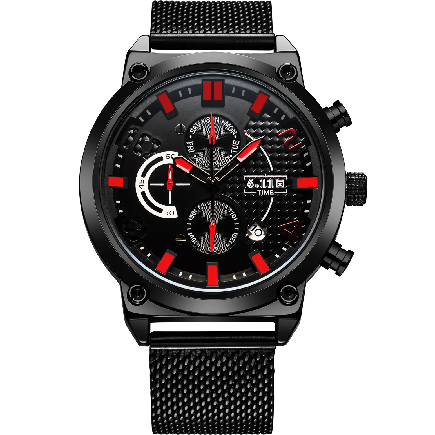 

6.11 Watch Sports Six-pin Stopwatch Multifunction Quartz Watch Gauze Waterproof Luminous Watch