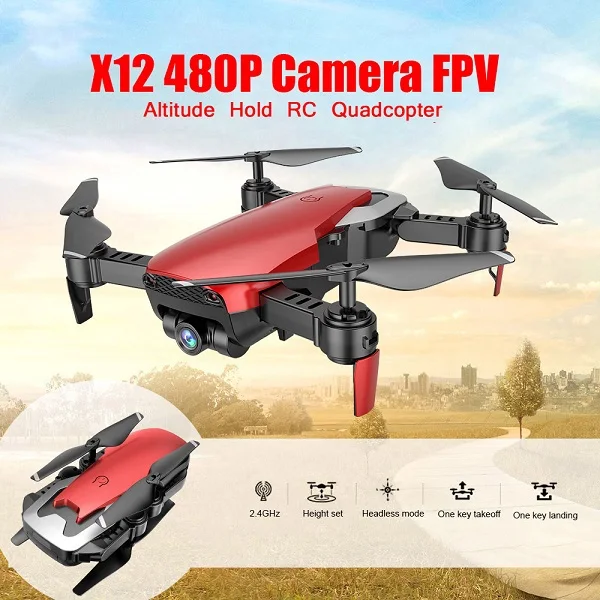X12 2,4G 480P камера Wi-Fi FPV мини-Дрон удерживающий высоту один ключ возвратный пульт дистанционного управления игрушка RC Квадрокоптер три цвета на выбор - Цвет: Красный