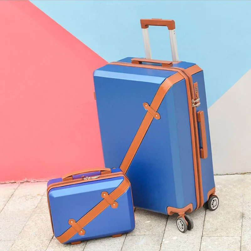 20 "22" 24 "26" Cabin Suitcase Set Scooter ABS Retro Travel Rolling With Wheels Luggage Large Trolley Case Women Hand Makeup Box