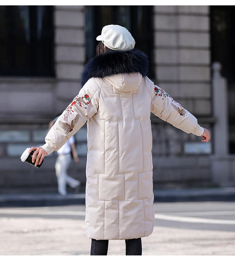 Толстая теплая Женская куртка, зимнее длинное пальто для женщин, большие размеры, M-5XL, стеганые парки, пальто, стеганые куртки с вышивкой YTNMYOP