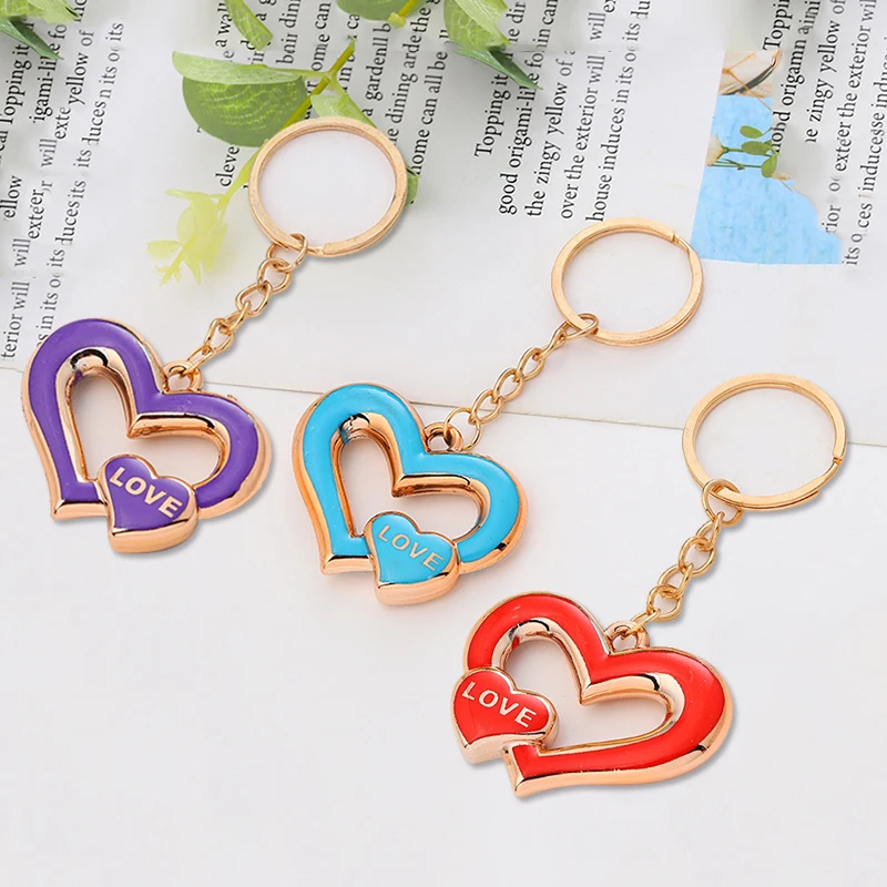 Color plastic keychain Chain Keyring Ring Keychain Keyfob Couple Love Gift 