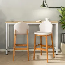 Барный табурет из цельного дерева современный минималистский дом высокий барный стул красочная спинка обеденный стул семейный бизнес кафе передний стол