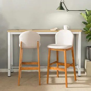 

Bar Stool Solid Wood Modern Minimalist Home High Stool Bar Chair Colourful Backrest Dining Chair Family Business Cafe Front Desk