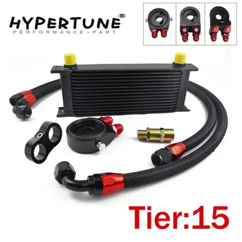 

AN10 UNIVERSAL 15 ROWS OIL COOLER KIT + OIL FILTER SANDWICH ADAPTER + STAINLESS STEEL BRAIDED AN10 HOSE + Line Sseparator
