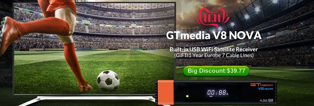 GTmedia V7S HD DVB-S2 спутниковый ТВ приемник HD ТВ тюнер приемник V7 HD с USB WiFi Европа 7 кабельных линий Новинка