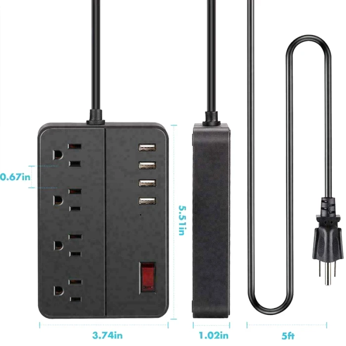 Сетевой удлинитель, сетевой фильтр, портативный США с 4 портами usb для дома GHS99