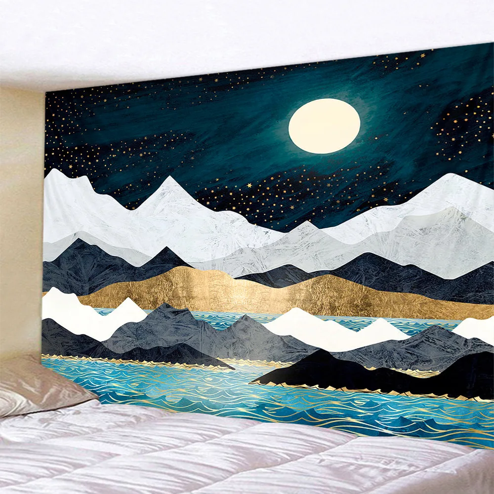 Nordic Psychedelic Tapestry landscape Tapestry Macrame Wall Hanging Abstract Hippie Boho Wall Carpet Cloth Home Decorations