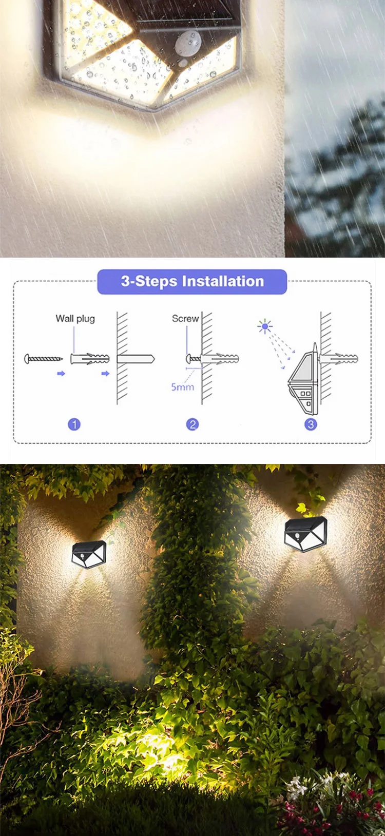 Outdoor Solar Motion Sensor Light Waterproof Wall Lights Led Solar Light PIR Motion Sensor Lamp For Garden Decoration Street