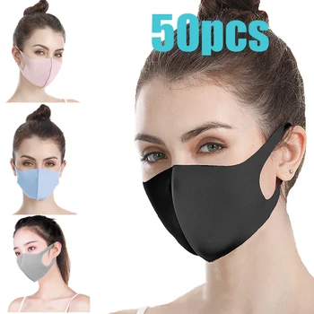 

Hot Face Breathing Masks Washable Elastic Reusable Earloop Anti Dust Cotton Mouth Mask Fashion Black Maska For Adults Masque