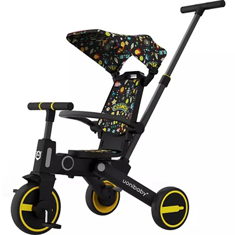IMBABY Children Scooter 7-In-1 Toddler Sunshade Pedal Tricycle With Backrest&Push Rod Folding Infant Stroller Gift for 1-6Y Kids