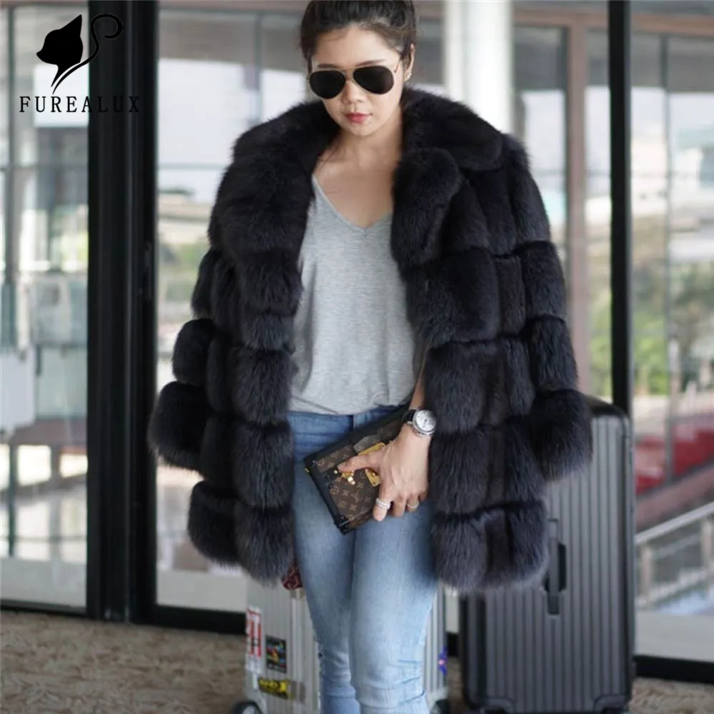 

New Design Fashion Women's Fox Fur Coats Winter Thick Warm Full Pelt New Genuine Leather Jackets Handmade Clothing Fox Fur Coat