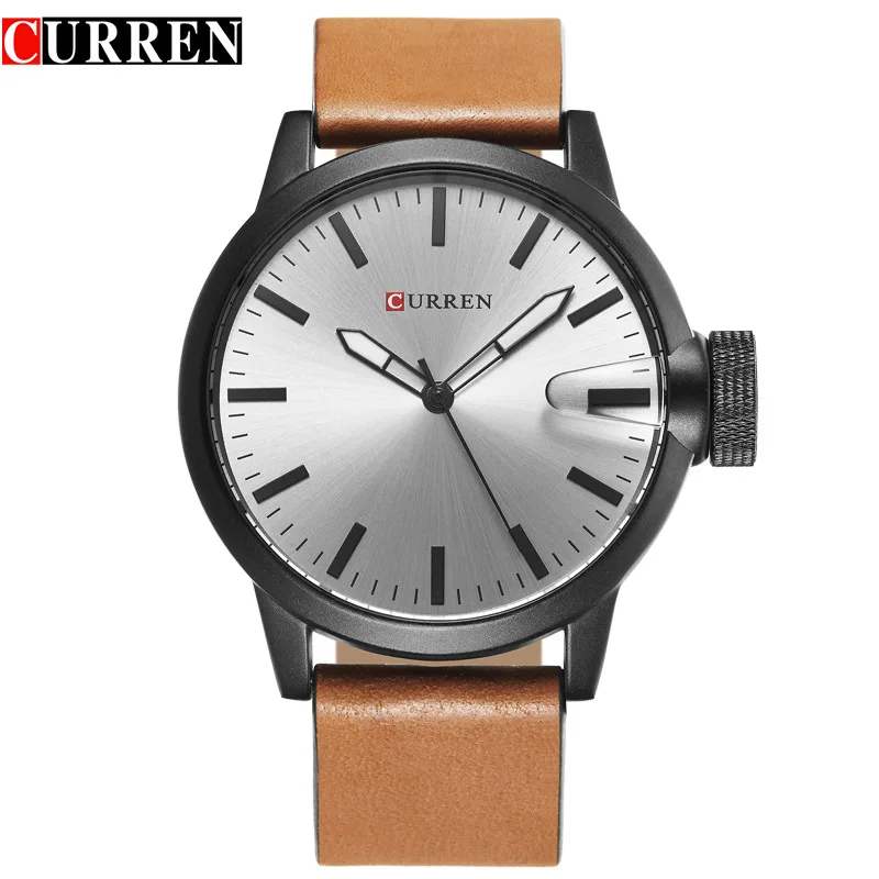 

New Style Large Plate Leather Watch Japan Movement Men Business Watch Hot Sales Karui En Watch Curren8208