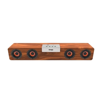 

FFYY-Smalody Sl-90H Wooden Bt 5.0 Speaker Soundbar 5W x 4 Loudspeakers Supporting Tf Card Expansion Fm Mode