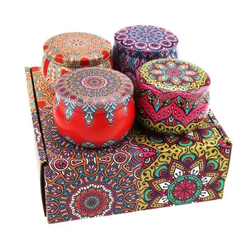 

8pcs Vintage Drum Tin Box Home Storage Jar Small Tea Pot Candy Chocolate Box Wedding Gifts Xmas Party Favor Scented Candles Tank