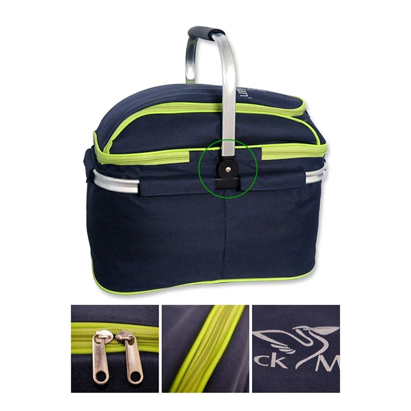  Outdoor Folding Picnic Bag Portable Large Camping Food Storage Basket Portable Insulation Meal Bag 