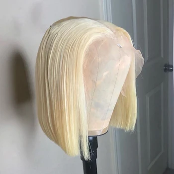 

13*6 Lace Part Indian Human Hair Wigs For Women Middle Part 613 Bob Silky Straight Lace Front Wig Pre Plucked With Baby Hair