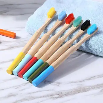 

5pcs Rainbow Natural Bamboo Toothbrush Eco-Friendly Soft Fiber Toothbrush Oral Care Tooth Brush Bamboo Toothbrush Random Colors