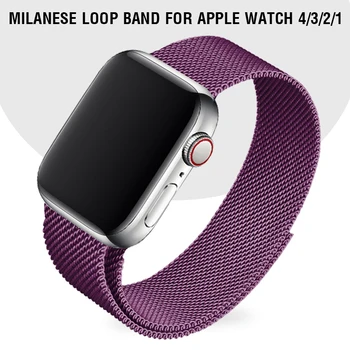 

For Apple Watch Series 5 4 Milanese Loop Band 40mm 44mm Purple Strap Fuchsia Bracelet 38mm 42mm I Watch Series 3 Accessories