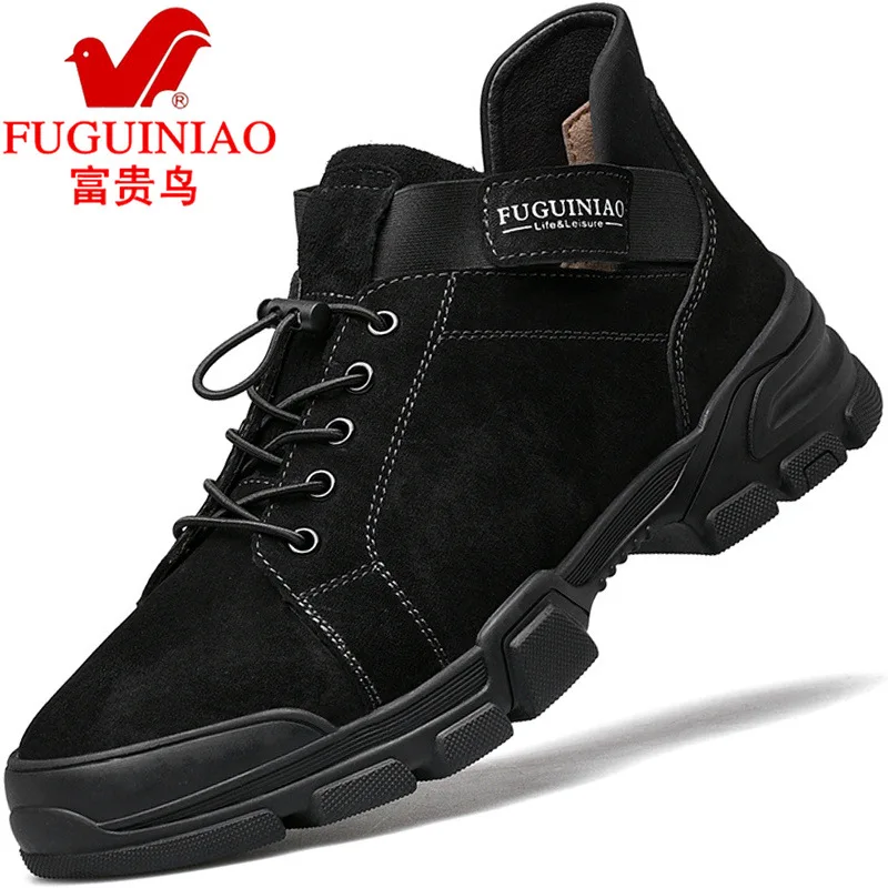 

FGN MEN'S SHOES 2019 Autumn New Style MEN'S BOOTS Martin Boots MEN'S Black Mid-top Retro England Work Shoes