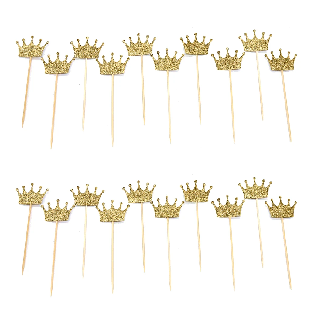 Pack of 20 Glitter Sparkling Crown Cupcake Cake Topper Food Picks Plugs Picker Wedding Party Favours Pack of 20 Glitter Sparkling Crown Cupcake Cake Topper Food Picks Plugs Picker Wedding Party Favours