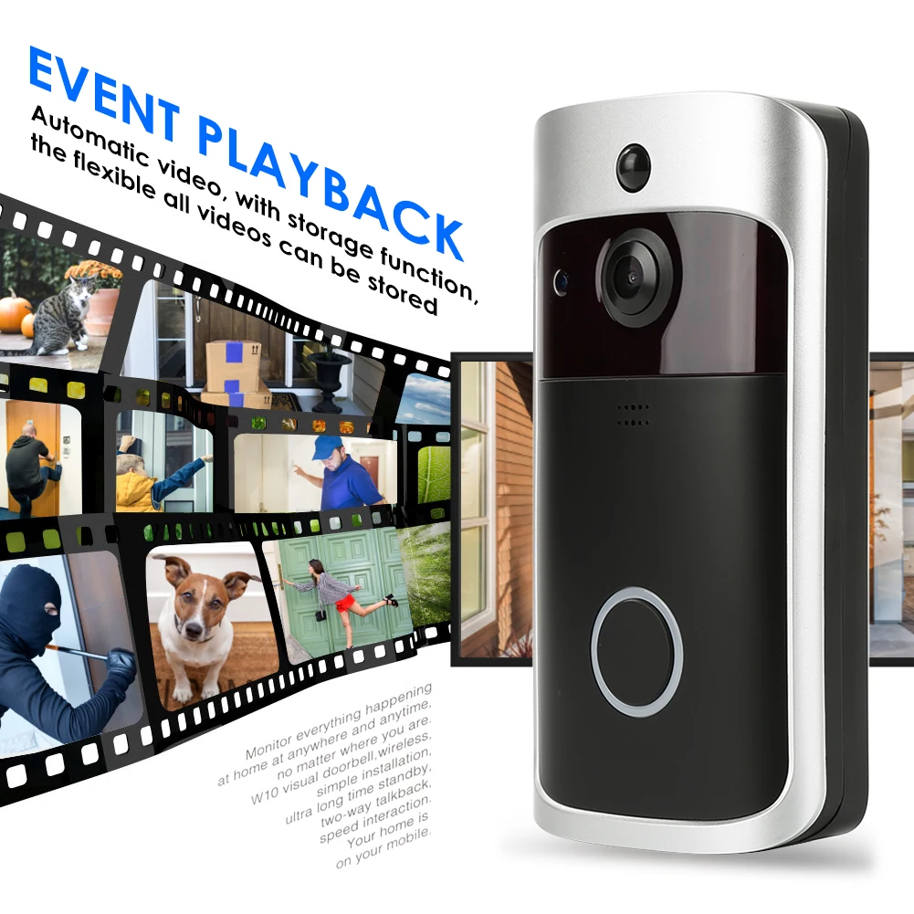 Дверной звонок для умного дома wifi беспроводное видеопереговорное устройство дверной звонок, Камера Устройство для контроля состояния аккумулятора питание дистанционное управление IOS Android телефон