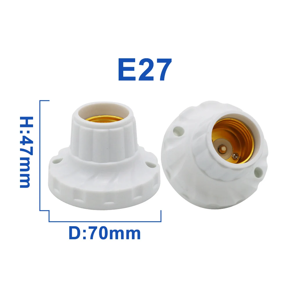 Lamp Bulb Holder Lamp Base E27 Round Plastic Screw Flat Ceiling Type Socket