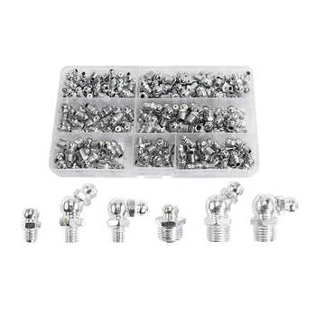 

145 Pcs 90 Degree 45 Degree and Straight Type M6 M8 Metric Size Hydraulic Zerk Grease Nipple Fitting Kit