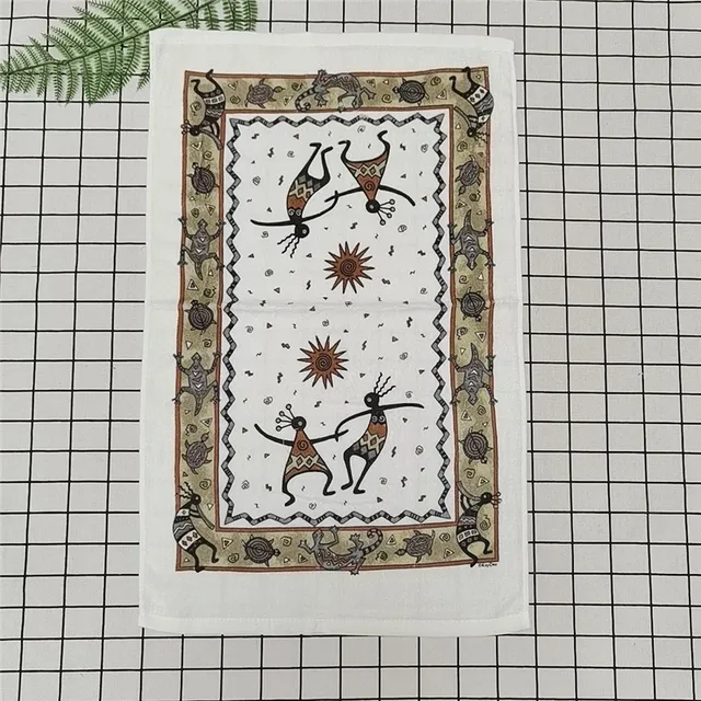 1Pc 41x64cm Cotton Tea Towel Dish Cleaning Cloth Colorful Printed Napkins Cooking Tools Kitchen Towels Style 8