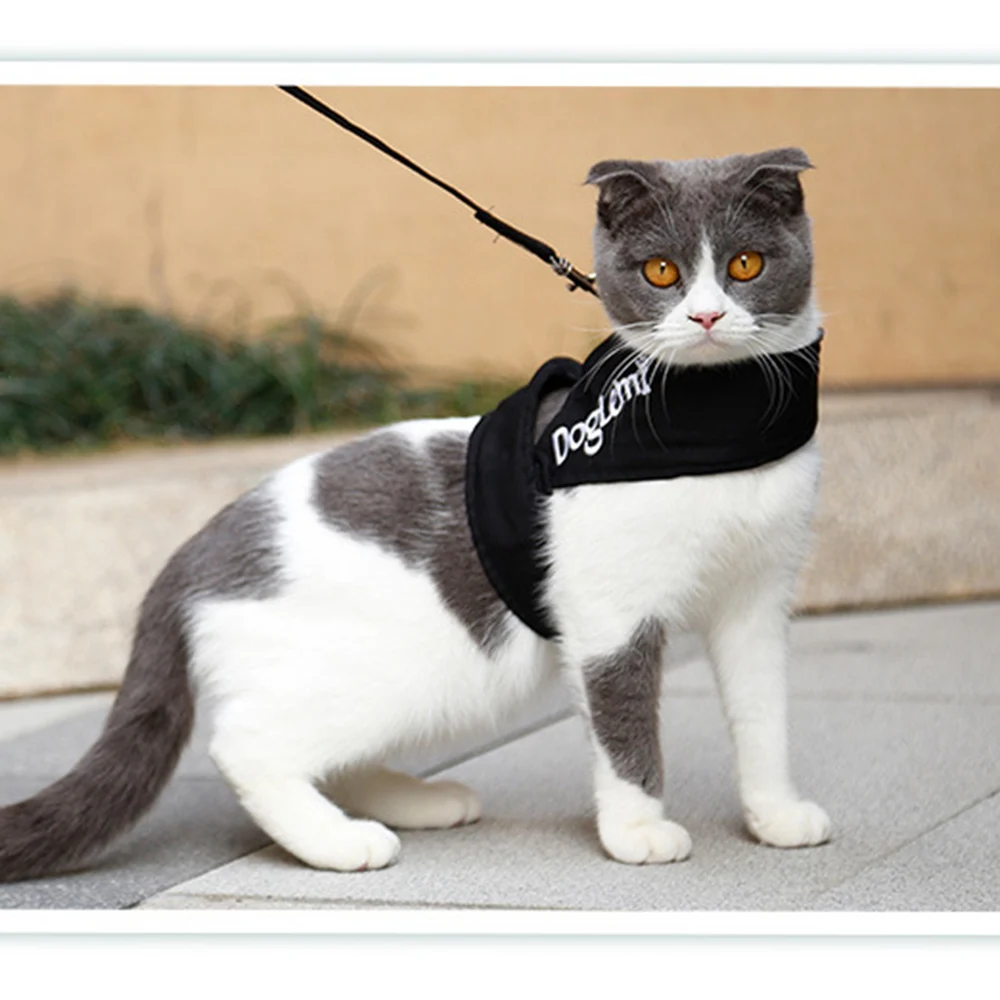 New Cat Leash Rope Chest Strap Vest-type Anti-breaking Cat Chain Soft Pet Cat Harnesses Vest No Pull Adjustable Cat Leash Set 5