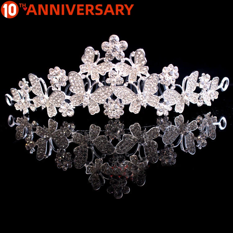 

Luxury 2020 Fashion Crystal headdress Bridal crown Kid Hair hoop Princess girl jewelry Accessiories Wedding Party SALE