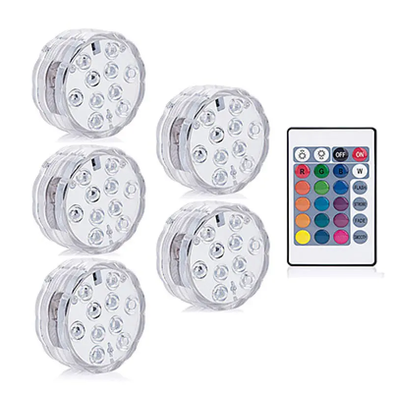 1 Remote 5 Light 10 светодиодный RGB Светодиодный подводный светильник для пруда погружной IP67 водонепроницаемый светильник для бассейна на батарейках для свадебной вечеринки - Испускаемый цвет: 1 Remote 5 Light
