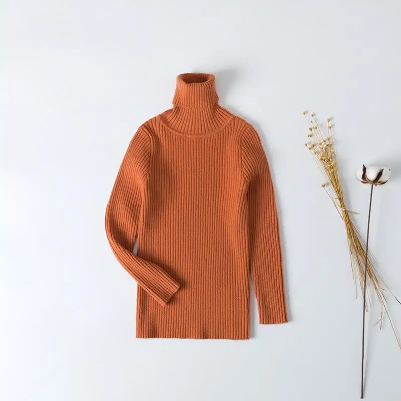 Детский свитер; свитер с высоким воротником в рубчик для девочек; однотонные свитера ярких цветов для мальчиков; Новая Осенняя трикотажная одежда для детей; пуловер - Цвет: as photo8