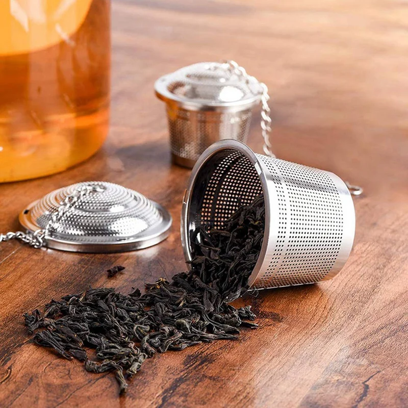 

Tea Ball Infuser, 3 Pack 18/8 Stainless Steel Extra Fine Mesh Tea Strainers and Cooking Infuser, with 3 Drip Trays, Extended Cha