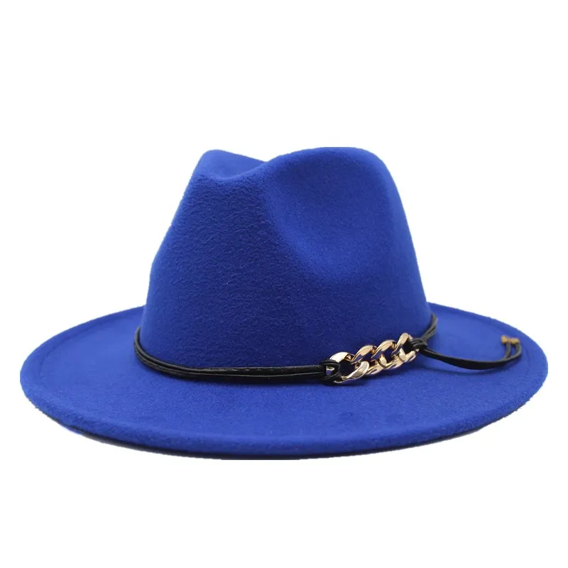 Royal blue Seioum мужские из фетра теплые и удобные регулируемые кепки унисекс модный тренд Твердые крышки классический котелок шляпа человек 14 цветов - Цвет: Royal blue