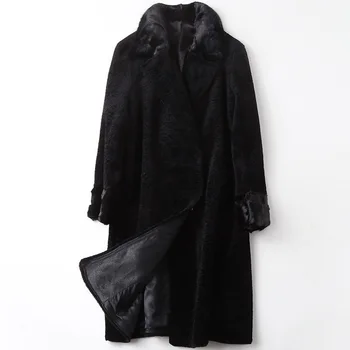 

Real Fur Coat Female Wool Jacket Mink Fur Collar Autumn Winter Coat Women Clothes 2020 Korean Vintage Tops Suede Lining ZT4494