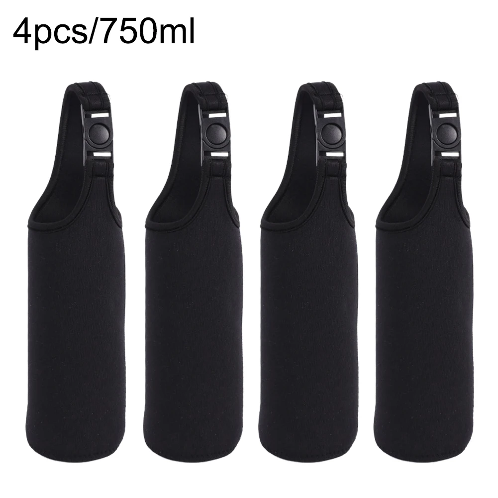 

4 Pcs Heat Insulation Water Bottle Cover Case Portable Insulator Sleeve Bag Pouch Outdoor Carrier With Snap Buckle For 500/750ml