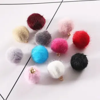 

16mm Colorful Cute Faux Rabbit Fox fur Pompon Pendant DIY Handmade Fashion Jewelry Accessories Christmas