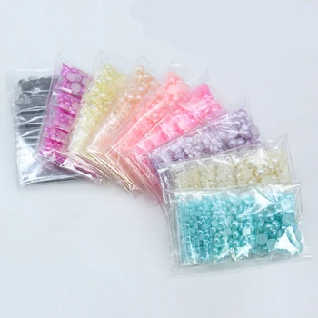 

800pc Mix Size 2-10mm Colorful Imitation Half Round Pearl Beads Flatback Pearls DIY Nail Art Jewelry Making Accessory Nail Beads