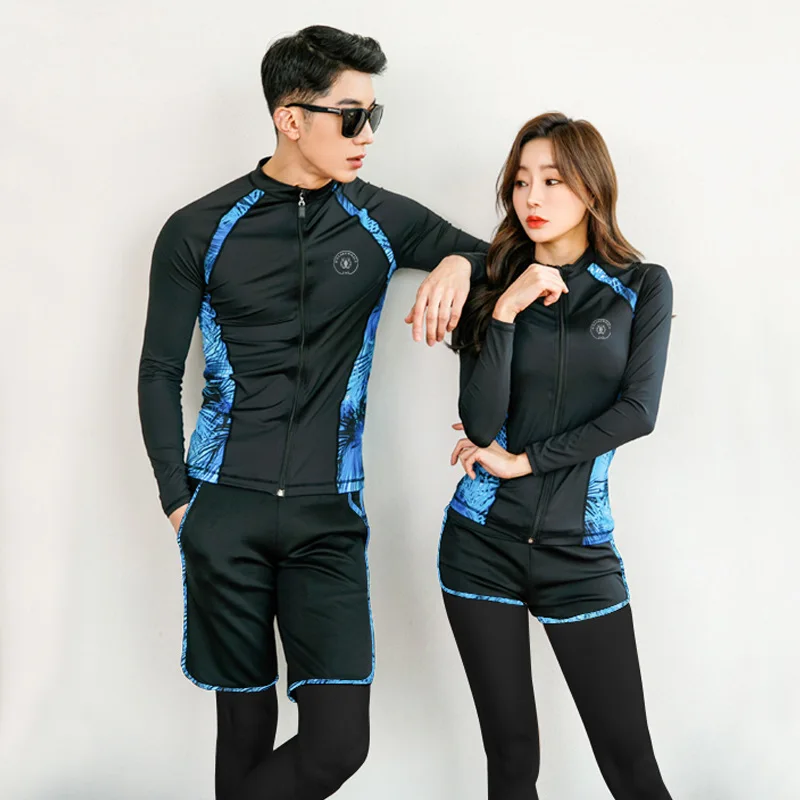 

South Korea Two-piece Swimsuits Women's Long-sleeve Zipper Boxers Fashion WOMEN'S Swimsuit Belly Covering Bubble Hot Spring Holi