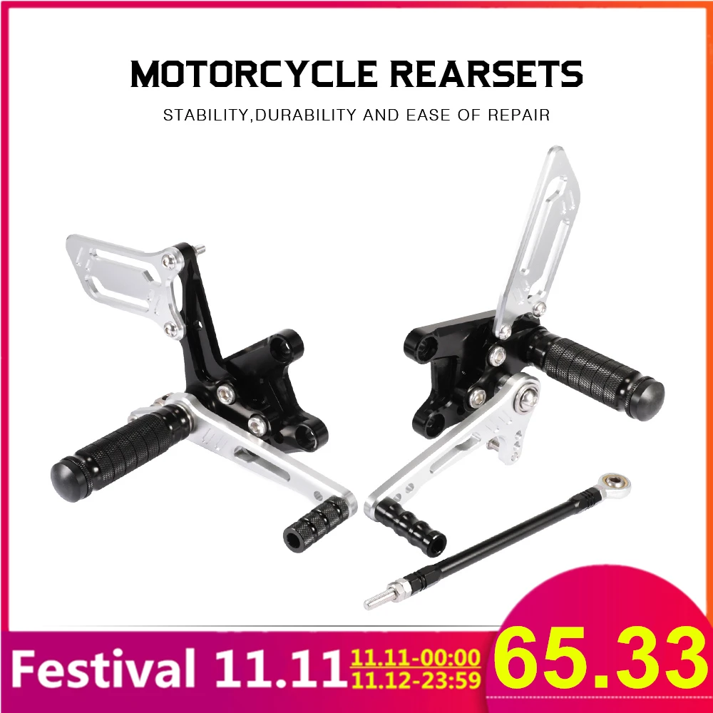

CNC Motorcycle Footrest Footpegs Foot Peg Pedal Rearset Silver Protector For Suzuki SV650 SV650S GSXR600 GSXR750 GSX1000 K1 D40