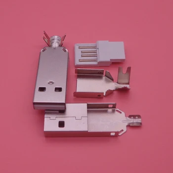 

10sets USB 2.0 Type A Welding Type Male Plug Plated Connectors usb-A Tail Socket 3 in 1 DIY Adapter
